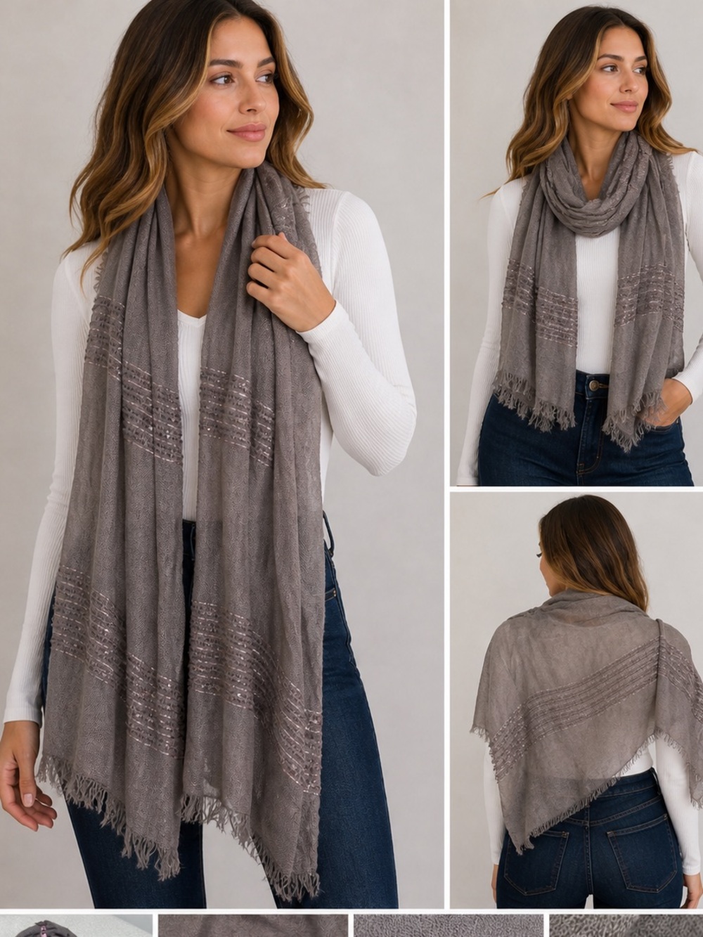 ✨ Neutral Taupe Shimmer Scarf | Soft Lightweight Layer ✨🤎